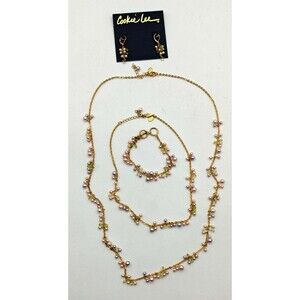 LKNW Cookie Lee Set of 4 Goldtone Beads Earrings Bracelet 2 Necklace Short Long